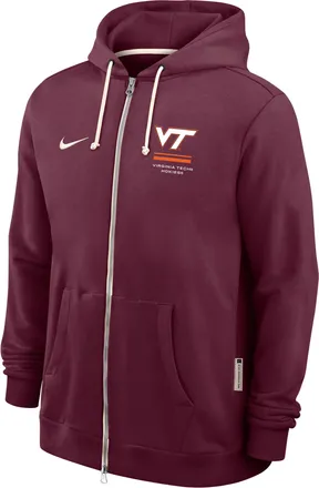 Nike Virginia Tech Sideline Standard Issue Nike Mens Dri-FIT College Full-Zip Hoodie in Red | IV9960-611