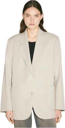Our Legacy Klassieke Blazer met Sluiting en Opgestikte Zakken - Dames - Blazers - Beige - XS - Polyester - Jassen