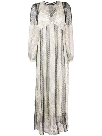 Twin-Set floral-lace maxi dress - women - Polyester/Polyamide/Polyester - 40 - Black