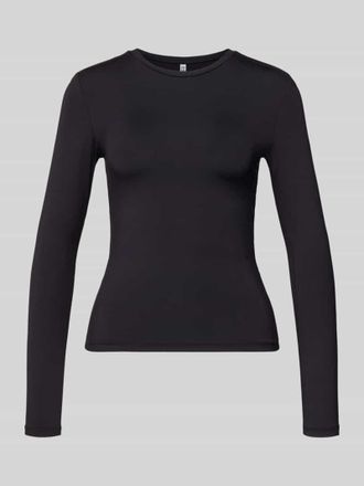 Pieces Slim Fit Langarmshirt mit Rundhalsausschnitt Modell LULA in Black, Gr&ouml;&szlig;e XL