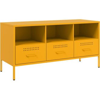 vidaXL Vidaxl - Mueble Para Tv Acero Amarillo Mostaza 100,5x39x50,5 Cm