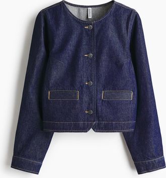 H&M Kragenlose Jeansjacke - Blue