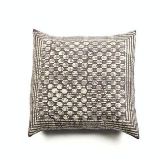 Studio Variously Oasis Charcoal Hand Crafted Wax Block Print Mulberry Silk Pillow - Cover + Insert in Black/charcoal at Nordstrom