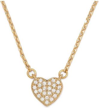 Kate Spade New York Yours Truly Pave Heart Mini Pendant Womens Necklace Clear/Gold, Brass