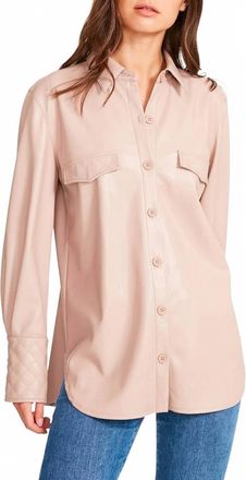 BB Dakota Ready Faux Leather Top In Taupe