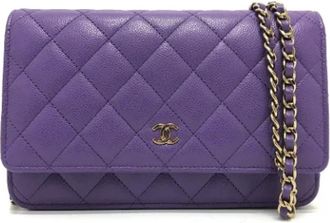 Chanel Pre-owned Leather chanel-bags - Dames - Vintage Schoudertas - Paars - ONE Size - Vintage