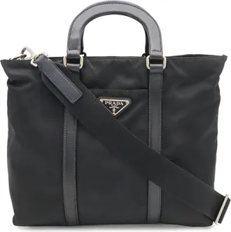 Prada Black Blue Nero Nylon Handbag Shoulder Bag Tote Bag (Pre-Owned)