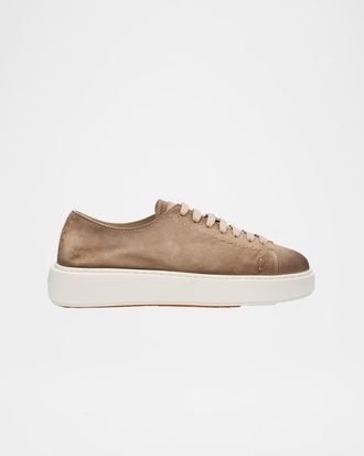 Santoni Clean Icon Suede Low-Top Sneakers