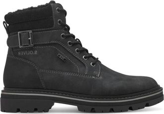 s.Oliver Zwarte Casual Enkellaarsjes voor Mannen - Heren - Veterlaarzen - Zwart - 42 EU - Schoenen