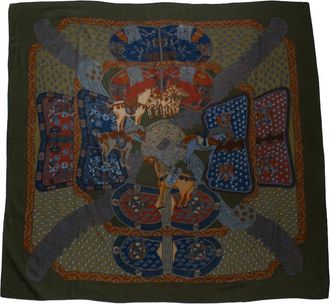 Hermès Hermes Art des Steppes kasjmiersjaal in groen
