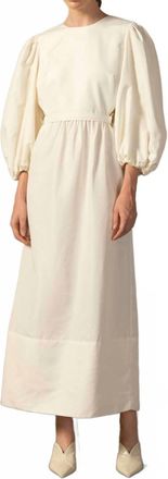 Adriana Degreas Geometric Puff Sleeved Maxi Dress In Off White