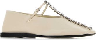 Jil Sander Womens Ballerina Beige Leather Caprina