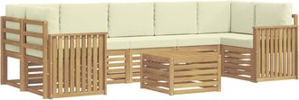 vidaXL Conjunto De Sof&aacute;s De Exterior 8 Uds. Blanco Y Crema Poli&eacute;ster Vidaxl