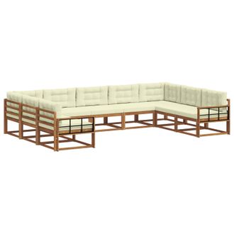 vidaXL Conjunto De Sof&aacute;s De Exterior 9 Uds. Natural Y Crema Vidaxl