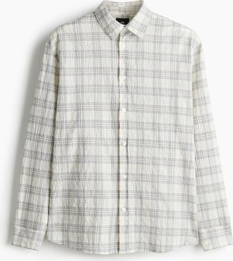 H&M Hemd mit Struktur in Loose Fit - White