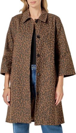 English Factory Animal Print Trench Coat in Brown Multi at Nordstrom, Size X-Small