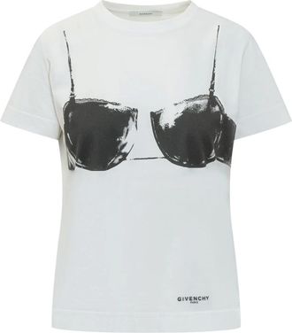 Givenchy T-Shirts, female, White, Size: XS Cotton T-shirt with bra print