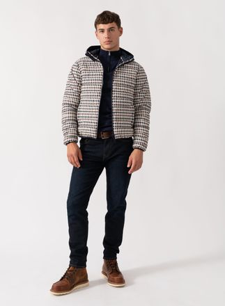 Aquascutum Mens Padded Check Pattern Jacket - White Nylon - Size Large