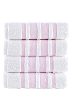 Brooks Brothers Contrast Border 4-Piece Towel Set in White/Pink at Nordstrom Rack, Size Hand Towel