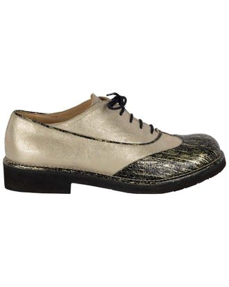 Chanel Womens Leather Two-Tone Shimmer Lace-Up Oxford - 10S (Authentic Pre-Loved)
