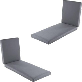 ED&Egrave;N JARD&Iacute; Pack de 2 cojines para tumbona olefin gris 190x60x10 cm