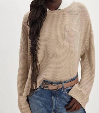 Free People Dawson Pocket Thermal Sweater In Smoothe Stone