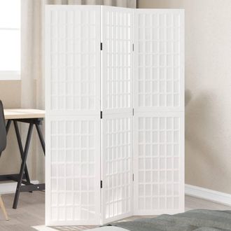 Berkfield Home Room Divider 3 Panels White Solid Wood Paulownia