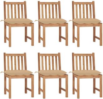 vidaXL Sillas De Jard&iacute;n 6 Unidades Con Cojines Madera Maciza De Teca Vidaxl