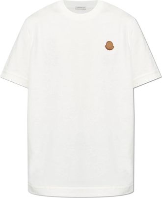 Moncler T-shirt met logo - Heren - T-shirts - Beige - L - Katoen - Tops