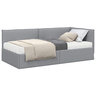 vidaXL Estructura De Cama Esquina Con Colch&oacute;n Manual 2 Pcs Gris Claro Vidaxl