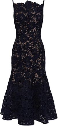 Self Portrait Spiral Kant Midi Jurk - Dames - Feestkleedjes - Blauw - S - Leer - Kleedjes