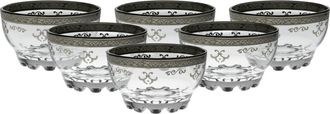 Classic Touch Dessert Bowls with Rich Silver Artwork, Set of 6