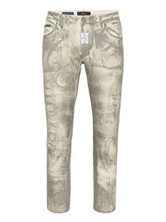 Philipp Plein metallic-splatter jeans - Neutrals