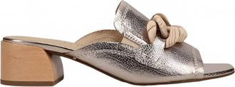 Vaneli Womens Cannia Open-Toe Leather Mules In Shell Grained Metallic