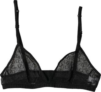 Dolce & Gabbana Logo Mania Sheer Soft Cup BH - Dames - BHs - Zwart - S - Nylon - Ondergoed