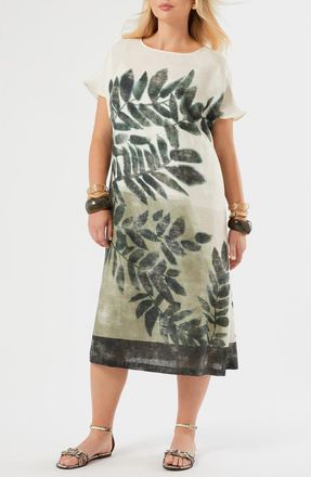 Marina Rinaldi Nattinia Print Shift Dress in Olive Green at Nordstrom, Size 14W