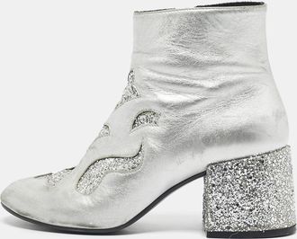 Maison Margiela Maison Martin Margiela Silver Glitter And Leather Ankle Length Boots
