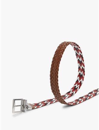Tommy Hilfiger Mens Reversible Woven Leather Belt - Brown - 40