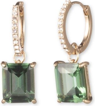 Lauren Ralph Lauren Crystal Drop Huggie Hoop Earrings in Green at Nordstrom