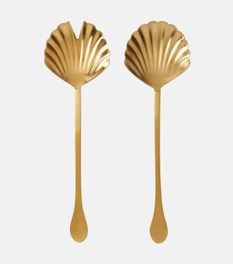 BITOSSI HOME Forchetta e cucchiaio per insalata Shell in acciaio inox