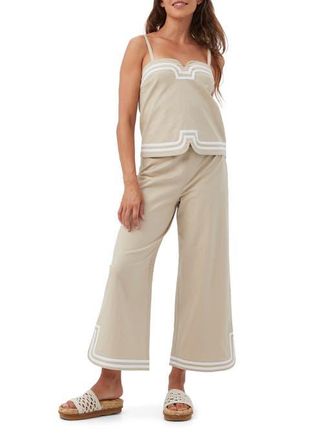 Trina Turk Avignon Linen Top in Biarritz Beige at Nordstrom, Size 10
