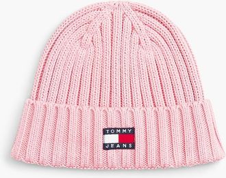 Tommy Hilfiger Womens Tommy Jeans Badge Rib-Knit Beanie - Pale Primrose
