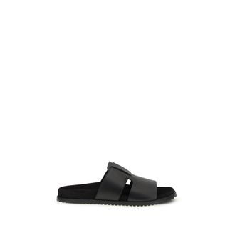 Dolce & Gabbana Black Calf Leather Bos Taurus Mens Sandals