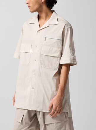 Yohji Yamamoto Mens Multipocketed technical fabric cabana shirt