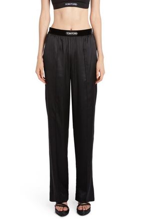 Tom Ford Stretch Silk Satin Pajama Pants in Black at Nordstrom, Size X-Small