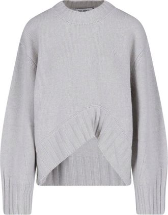 The Attico Asymmetrical Hem Knit Sweater with Ribbed Texture