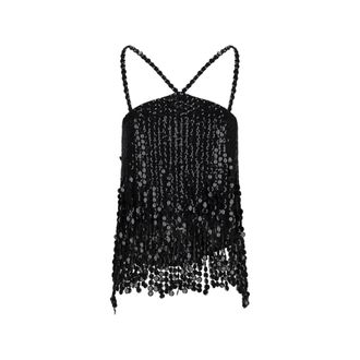 The Attico Sleeveless Tops, female, Black, Size: XS Hex Embroidered Top