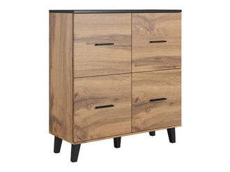 Mirjan24 Mobilier1 - Aparador Larfloi 105, Roble Wotan + Negro, 119x110cm, N&uacute;mero De Puertas: 045cm, Estanter&iacute;as, Aglomerado Laminado