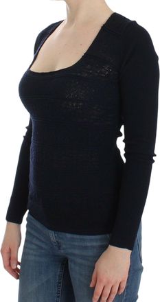Ermanno Scervino Womens Blue Knitted Wool Stretch Sweater Top