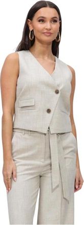 Beaumont Amsterdam Molly Gilet - Dames - Gillet - Beige - 2XL - Linnen - Kostuums